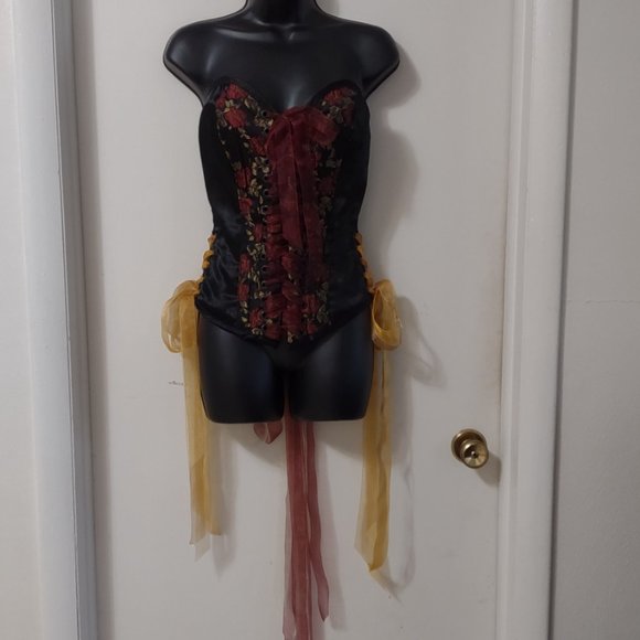 May Faire Moon Over Bust Boned Corset Custom Corset Goth Corset Rose Embroidered - Picture 5 of 15